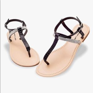 Harvest Land Woman’s Flat Strappy Rhinestone Sandals